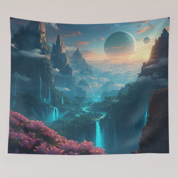 Item preview, Skyfire Falls Fantasy Sci-Fi Alien Landscape designed and sold by Luminous Wilds.