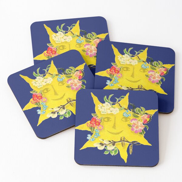 Item preview, Floral Sun Face – Spring Blossom Folk Art Nature Illustration designed and sold by Schulz Lightprint Studio.