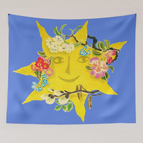 Item preview, Floral Sun Face – Spring Blossom Folk Art Nature Illustration designed and sold by Schulz Lightprint Studio.