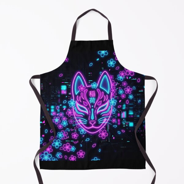 Item preview, Neon Cyberpunk Kitsune Mask & Cherry Blossoms designed and sold by Hikariha Studio.