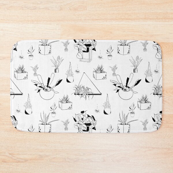 Item preview, Minimalist Houseplants Line Art Black and White Seamless Pattern designed and sold by LYAN-STORE.