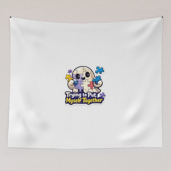 Item preview, Trying to Put Myself Together Funny Puzzle Ghost Sticker designed and sold by Jyotisima8929.