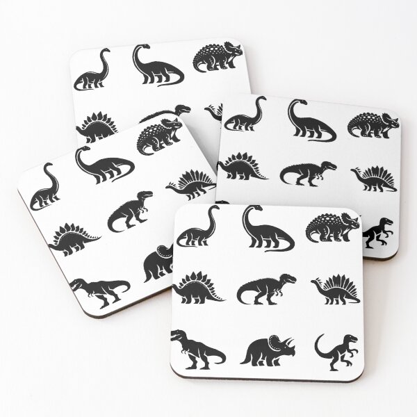 Item preview, Black Dinosaur Silhouettes Graphic Minimalist Dino Set designed and sold by LYAN-STORE.