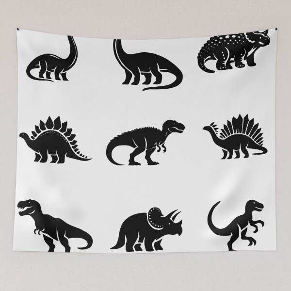 Item preview, Black Dinosaur Silhouettes Graphic Minimalist Dino Set designed and sold by LYAN-STORE.