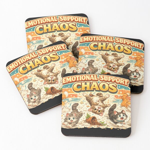 Item preview, Emotional Support Chaos Funny Kitten Cat Humor Retro Gift designed and sold by irfanshikh.