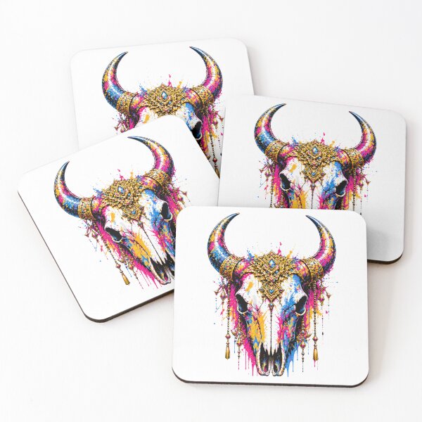 Item preview, Sacred Buffalo Skull – Neon Tribal Spirit designed and sold by filou designs.