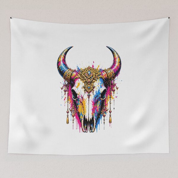 Item preview, Sacred Buffalo Skull – Neon Tribal Spirit designed and sold by filou designs.
