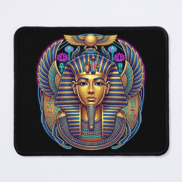 Item preview, Neon Pharaoh with Wings of Ra | Futuristic Ancient Egypt Art designed and sold by Queen Cleopatra.