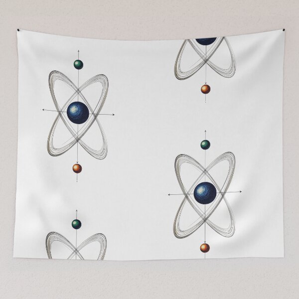 Item preview, Atom science art minimalist physics chemistry vintage scientific illustration design designed and sold by icemanphotos.