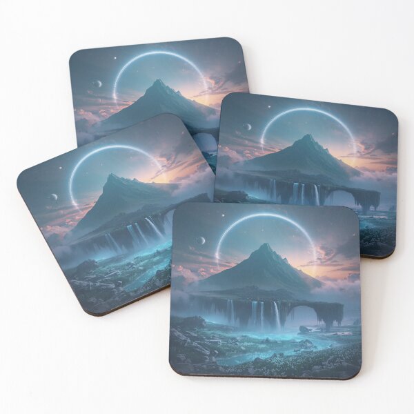 Item preview, Floating Halo Mountains Fantasy Landscape designed and sold by Luminous Wilds.