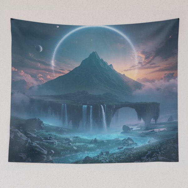 Item preview, Floating Halo Mountains Fantasy Landscape designed and sold by Luminous Wilds.