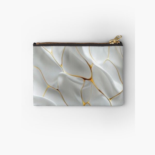 Item preview, Luxury White 3D Waves and Kintsugi Gold Cracks Abstract Pattern designed and sold by LYAN-STORE.