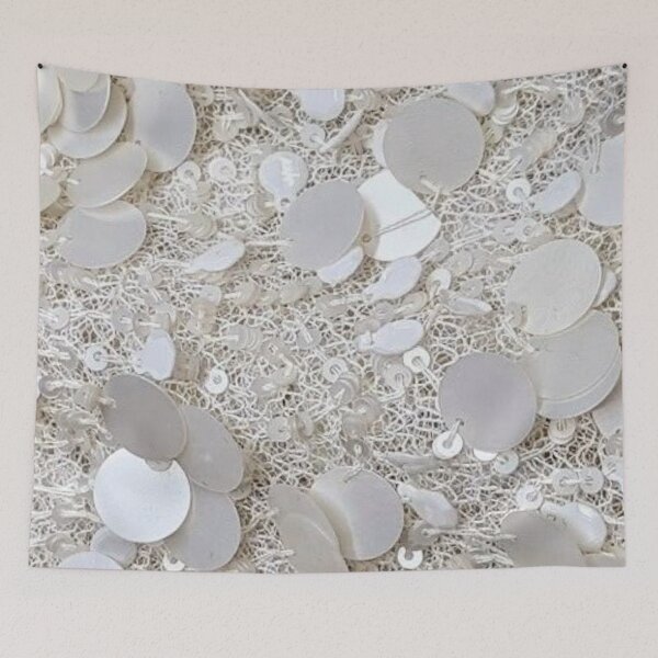 Item preview, Luxury White Sequins and Pearl Glitz Texture Pattern designed and sold by LYAN-STORE.
