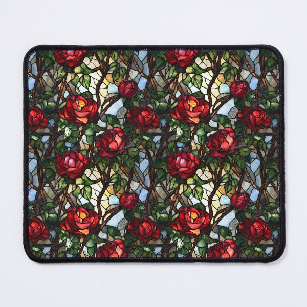 Item preview, Red Rosebud Airy Branches Stained Glass Photo Texture designed and sold by DigitaICraft.
