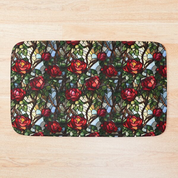 Item preview, Red Rosebud Airy Branches Stained Glass Photo Texture designed and sold by DigitaICraft.