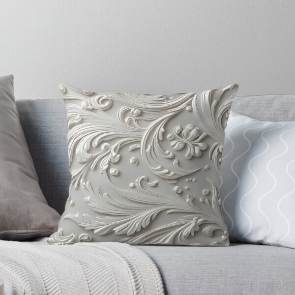 Item preview, Luxury White Baroque Stucco Relief Floral Pattern designed and sold by LYAN-STORE.