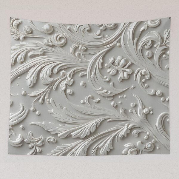 Item preview, Luxury White Baroque Stucco Relief Floral Pattern designed and sold by LYAN-STORE.