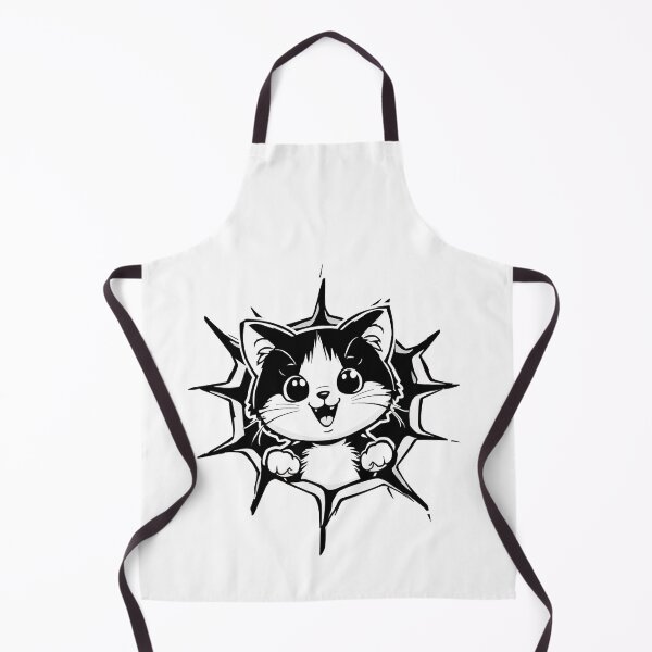 Item preview, Cute Cartoon Kitten Bursting Through Cracked Wall Black and White Design designed and sold by Kavya Art.