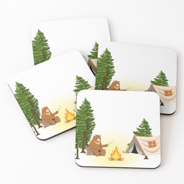 Item preview, Camping Bear Coffee Lover with Dog – Outdoor Adventure Design designed and sold by gluxdesing.