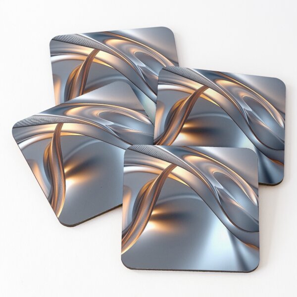 Item preview, Liquid Metal Chrome Waves with Molten Gold Glow designed and sold by LYAN-STORE.