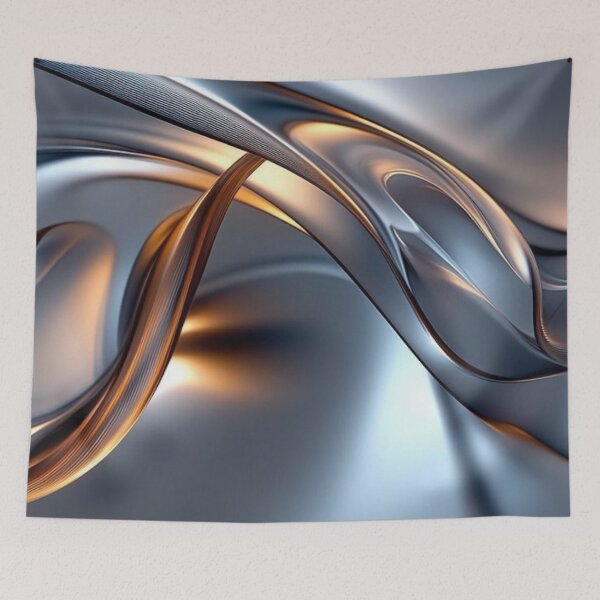Item preview, Liquid Metal Chrome Waves with Molten Gold Glow designed and sold by LYAN-STORE.