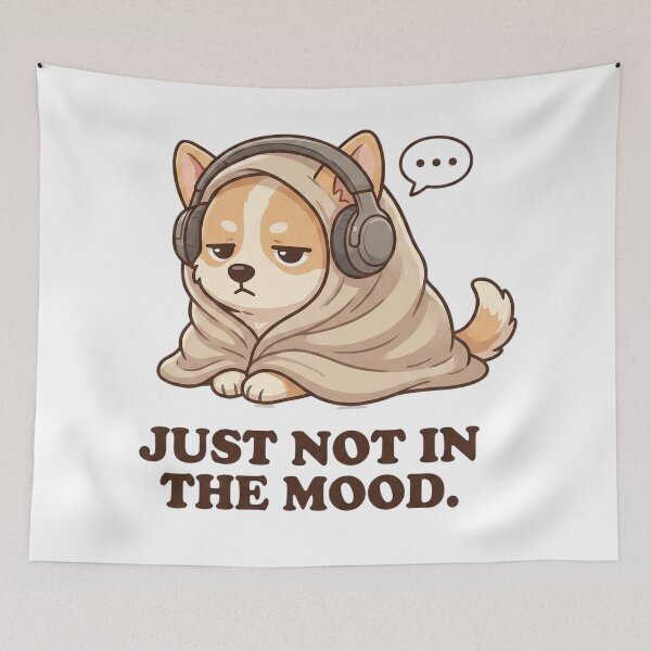 Item preview, Cute Grumpy Corgi Dog Blanket Headphones designed and sold by CrystalMineArts.