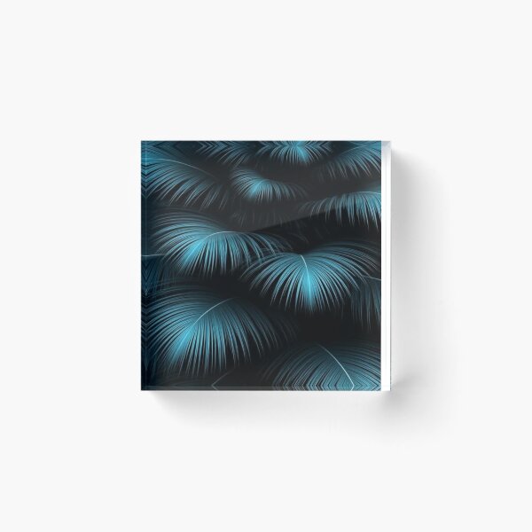 Item preview, Dark Teal Neon Palm Leaves - Tropical Midnight Botanical Pattern designed and sold by LYAN-STORE.