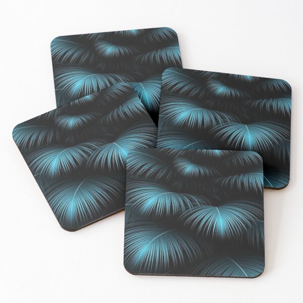 Item preview, Dark Teal Neon Palm Leaves - Tropical Midnight Botanical Pattern designed and sold by LYAN-STORE.