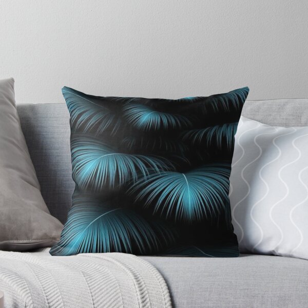 Item preview, Dark Teal Neon Palm Leaves - Tropical Midnight Botanical Pattern designed and sold by LYAN-STORE.