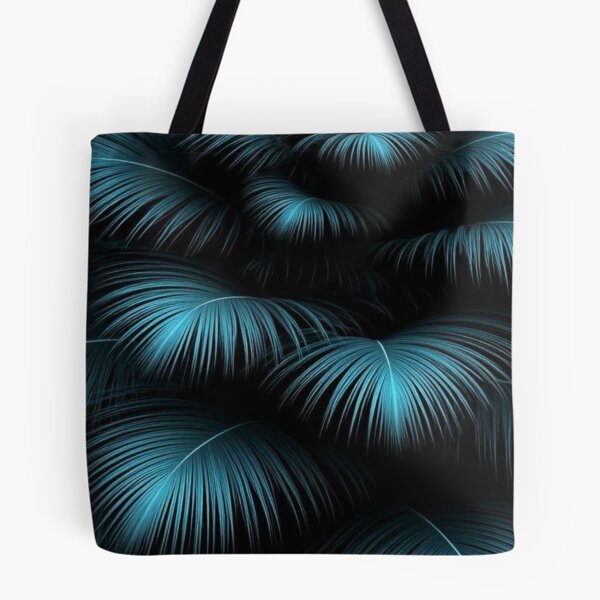 Item preview, Dark Teal Neon Palm Leaves - Tropical Midnight Botanical Pattern designed and sold by LYAN-STORE.