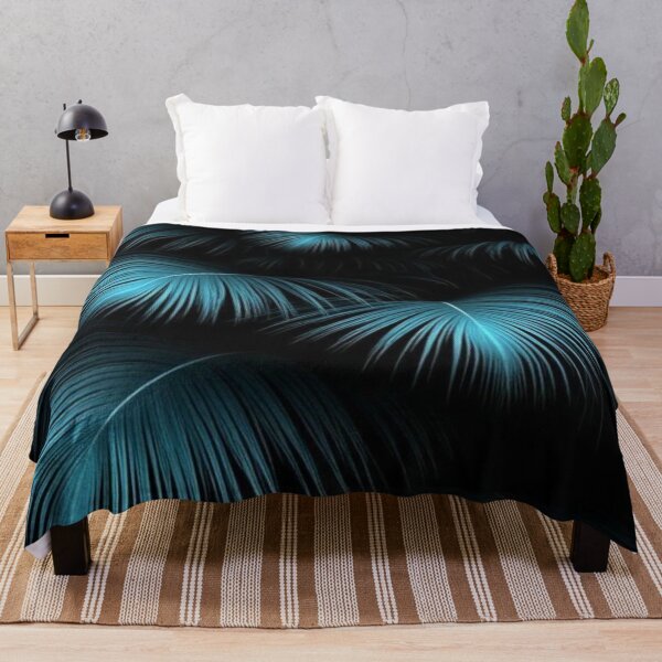 Item preview, Dark Teal Neon Palm Leaves - Tropical Midnight Botanical Pattern designed and sold by LYAN-STORE.