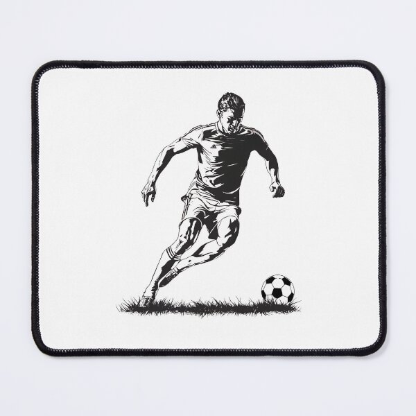 Item preview, Soccer Player Silhouette Dribbling Ball Black and White Sports Design designed and sold by Kavya Art.