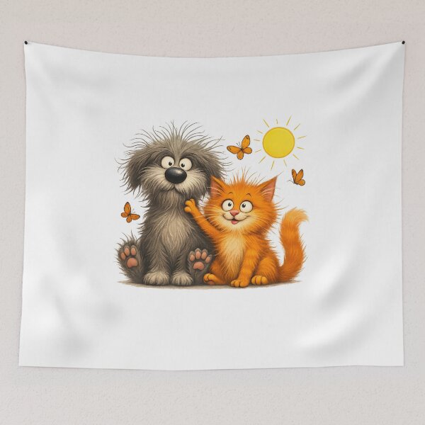 Item preview, Big Fluffy Cat and Small Scruffy Dog Under the Sun designed and sold by Les-Ink-Studio.