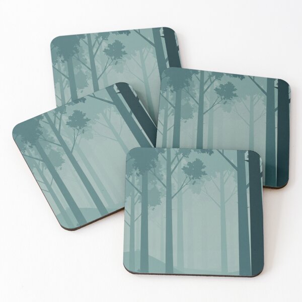 Item preview, Misty Pine Forest - Minimalist Teal Scandinavian Woods Landscape designed and sold by LYAN-STORE.
