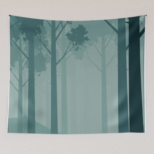 Item preview, Misty Pine Forest - Minimalist Teal Scandinavian Woods Landscape designed and sold by LYAN-STORE.