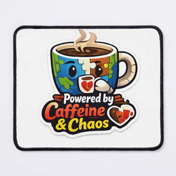 Item preview, Powered By Caffeine And Chaos Funny Coffee Sticker designed and sold by Jyotisima8929.