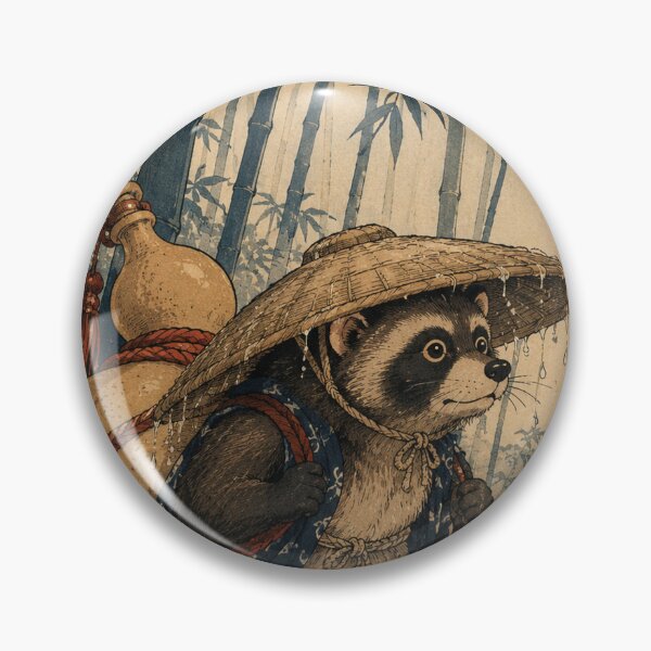 Item preview, Gourd Traveler - Vintage Japanese Tanuki Ukiyo-e Woodblock designed and sold by bapupa.