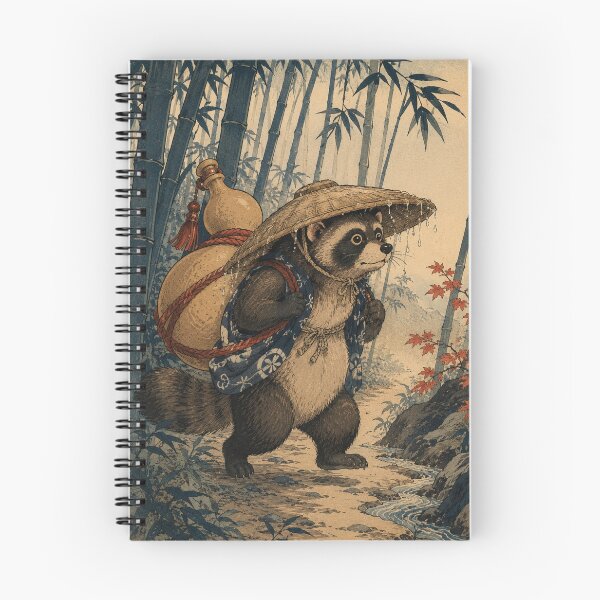 Item preview, Gourd Traveler - Vintage Japanese Tanuki Ukiyo-e Woodblock designed and sold by bapupa.