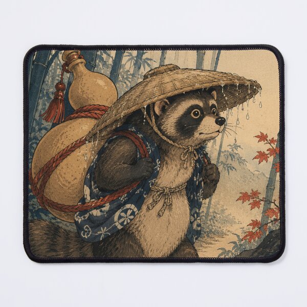 Item preview, Gourd Traveler - Vintage Japanese Tanuki Ukiyo-e Woodblock designed and sold by bapupa.