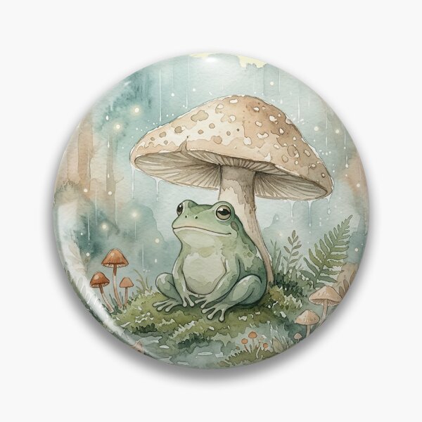Item preview, Cozy Rainy Day Frog Under Mushroom Shelter designed and sold by GrabaHuk.