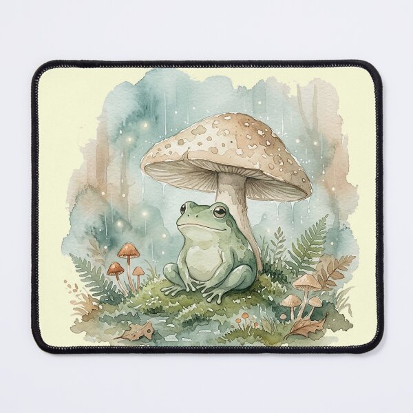 Item preview, Cozy Rainy Day Frog Under Mushroom Shelter designed and sold by GrabaHuk.