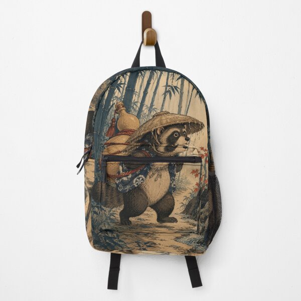 Item preview, Gourd Traveler - Vintage Japanese Tanuki Ukiyo-e Woodblock designed and sold by bapupa.
