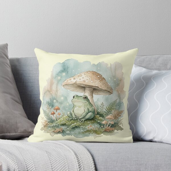 Item preview, Cozy Rainy Day Frog Under Mushroom Shelter designed and sold by GrabaHuk.