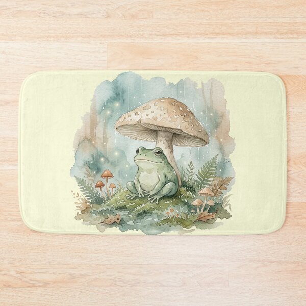 Item preview, Cozy Rainy Day Frog Under Mushroom Shelter designed and sold by GrabaHuk.