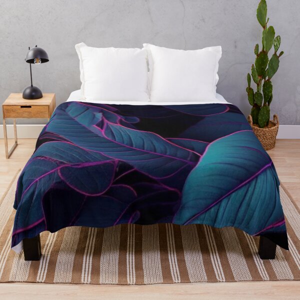Item preview, Neon Tropical Leaves - Cyberpunk Blue and Purple Palm Foliage designed and sold by LYAN-STORE.