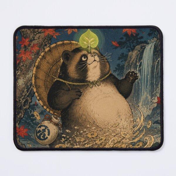 Item preview, Leaf Transformation - Vintage Japanese Tanuki Ukiyo-e Woodblock designed and sold by bapupa.