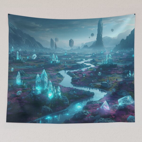 Item preview, Crystal Horizon Fantasy Sci-Fi Landscape designed and sold by Luminous Wilds.