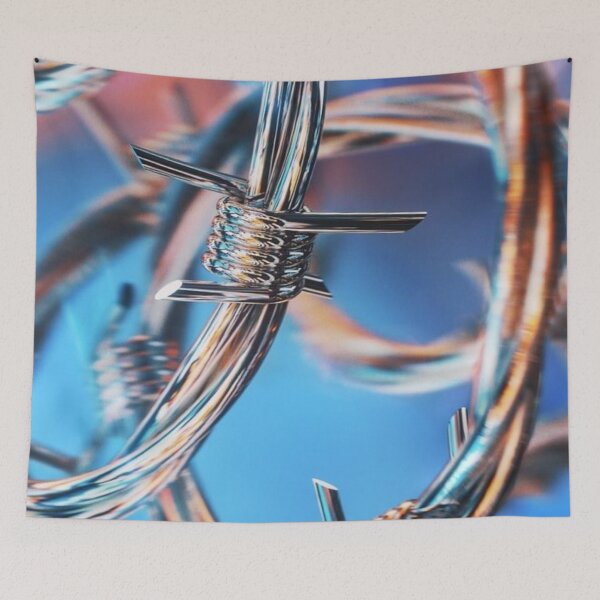 Item preview, Y2K Chrome Barbed Wire - Abstract Cyber Grunge Texture designed and sold by LYAN-STORE.