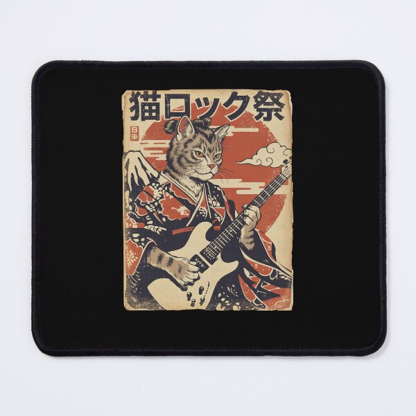 Item preview, Samurai Cat Playing Guitar Vintage Japanese designed and sold by Hedoraxe.
