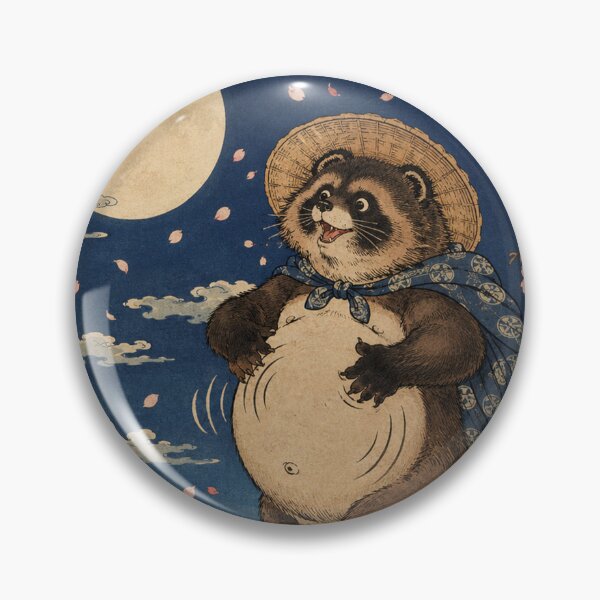 Item preview, Moonlight Drummer - Vintage Japanese Tanuki Ukiyo-e Woodblock designed and sold by bapupa.